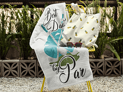 Alternative view of Best Dad By Par Funny Golf Bath Towel Decor - Beach Towel