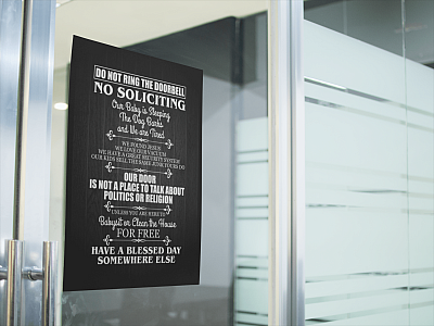 Alternative view of Do Not Ring The Doorbell No Soliciting Our Baby Is Sleeping The Dog Barks and We Are Tired Framed Canvas - Unframed Poster