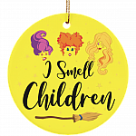 I Smell Children Hocus Po-cus Witches Halloween Porcelain Ceramic Circle Ornament