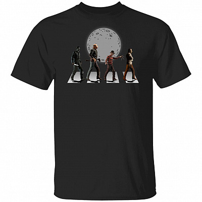 Funny Halloween Horror Characters Across The Road T-Shirt