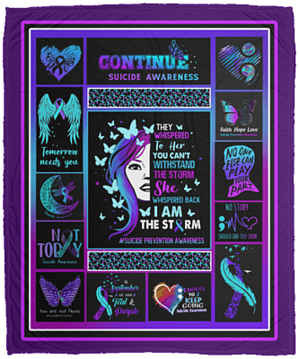 They Whispered to Her You Cannot Withstand the Storm Suicide Awareness Fleece Blanket-Premium Sherpa Blanket