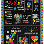 Baby Autism Awareness in A World Where You Can Be Anything Be Kind Fleece Blanket