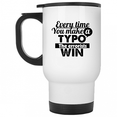 14 oz. White Travel Mug
