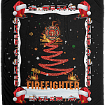 Firefighter Christmas Tree Fleece Blanket - Premium Sherpa Blanket - Woven Blanket