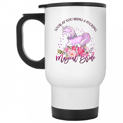 14 oz. White Travel Mug