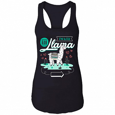 I'm With The LLama - I'm A Llama Duh Costume Matching Couple Cotton Tank Top Tee - Ladies Racerback Tank