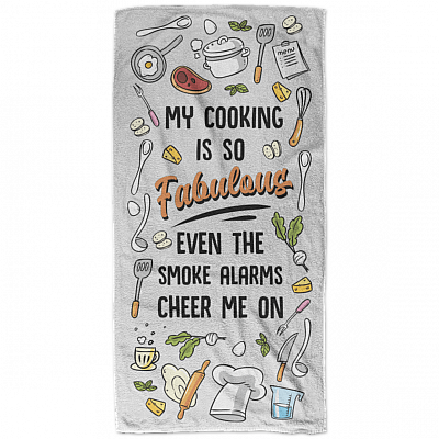 Funny My Cooking Is So Fabulous Even The Smoke Alarms Cheer Me On Bath Towels - Beach Towels - White Towels