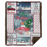 Merry Christmas Plaid Red Truck Sherpa Woven Blanket - This Is My Christmas Movie Watching Fleece Blanket