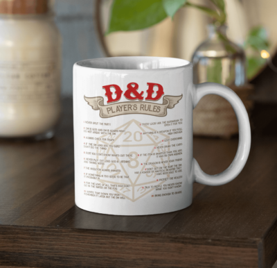 Alternative view of D And D Player's Rules Ceramic Coffee Mug - Beer Stein - Water Bottle - Color Changing Mug