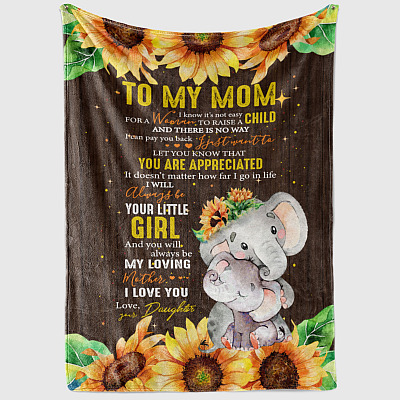 Alternative view of Daughter to My Mom I Know It's Not Easy to Raise a Child Fleece Blanket - Premium Sherpa Blanket - Woven Blanket