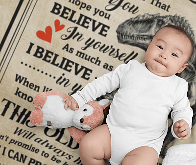 Alternative view of To My Grandson Never Forget That I Love You Dinosaur Fleece Blanket - Premium Sherpa Blanket - Woven Blanket