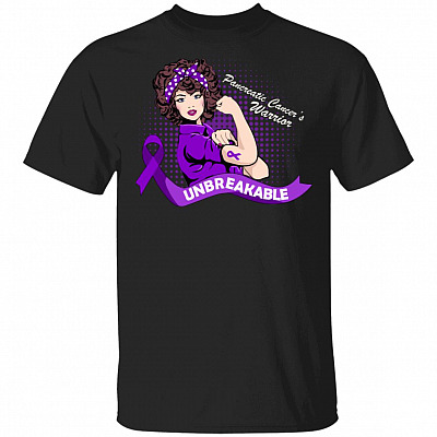 Pancreatic Cancer Awareness Month Unbreakable Warrior Purple Ribbon T-Shirt