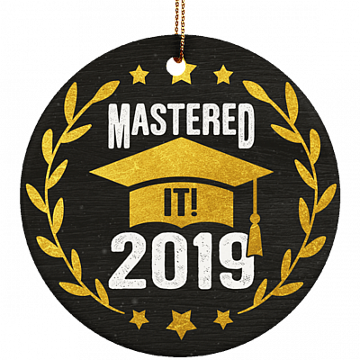 Mastered It Graduation Ornament Keepsake - College Graduation Gift Flat Circle Porcelain Ceramic Ornament
