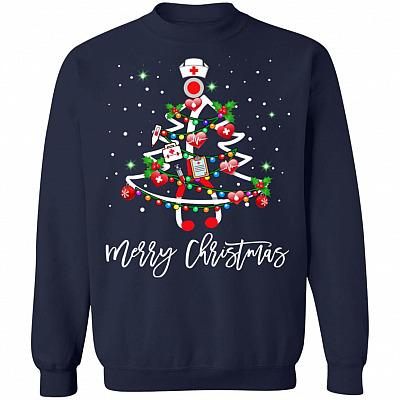 Nurse Christmas Tree Costume For The Christmas Nurse Crew Hoodie Sweatshirt - Funny Gift Nurse Xmas T-Shirt