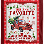 This Is My Favorite Christmas Movie Watching Fleece Blanket - Red Truck Merry Xmas Tree Sherpa Woven Blanket