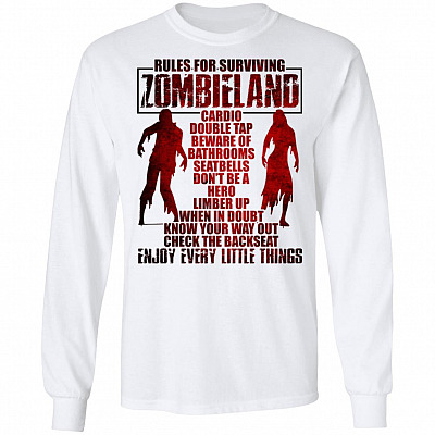 Land Of Zombie Rules For Surviving Cardio Double Tap Long Sleeve - Sweatshirt - Hoodie