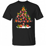 Football Christmas Lights Tree T-Shirt | Funny Ugly Xmas Gift Jersey Tee