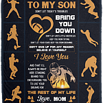 To My Son Don't Let Today's Troubles Football Fleece Blanket - Premium Sherpa Blanket - Woven Blanket