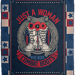 Just a Woman Who Wore Combat Boots Woman Veteran Fleece Blanket - Premium Sherpa Blanket - Woven Blanket
