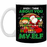 Vintage Xmas Santa When I Think About You I Touch My Elf Ugly Christmas Funny Ceramic Mugs and Beer Stein