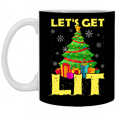 Funny Let's Get Lit Christmas Lights Tree Ceramic Mugs and Beer Stein