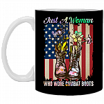Just A Woman Who Wore Combat Boots Flower Veteran Gift Coffee Mug - Beer Stein - Water Bottle