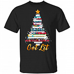 Get Lit This Christmas - Book Christmas Tree T-Shirt - Book Xmas Tee