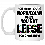 You Know You're Norwegian When You eat Lefse For Christmas Ceramic Coffee Mug - Beer Stein -Water Bottle