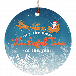 It's The Most Wonderful Time Of The Year Decorative Christmas Holiday Flat Circle Porcelain Ceramic Ornament