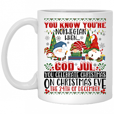 You Know You're Norwegian When You Celebrate Christmas On Christmas Eve Coffee Mug - Beer Stein - Water Bottle
