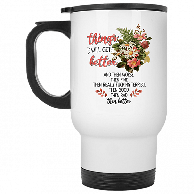 14 oz. White Travel Mug