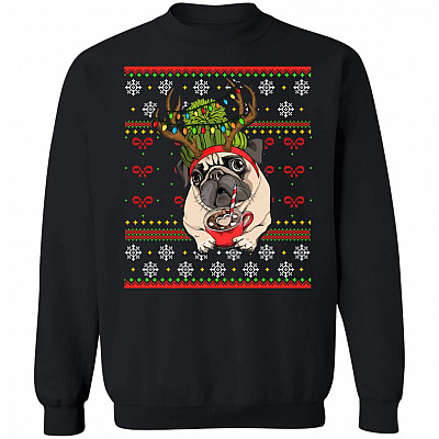 Pug Christmas Lights Ugly Christmas Sweater Funny Xmas Gift For Dog Lovers