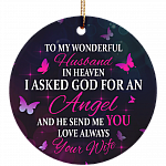 To My Wonderful Husband Decorative Christmas Ornament Keepsake-Holiday Flat Circle Porcelain Ceramic Ornament
