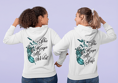 Alternative view of She Keeps Me Wild Feather Print On Back Hoodie - Sweatshirt - Long Sleeve