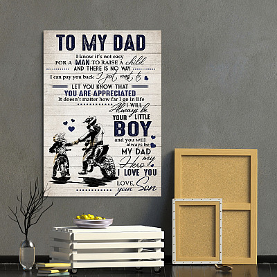 Alternative view of Motocross To My Dad I Know Its Not Easy For A Man To Raise A Child From Son Framed Canvas Prints - Unframed Poster