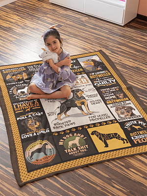 Alternative view of The Anatomy Of A Rottweiler Fleece Blanket - Premium Sherpa Blanket - Woven Blanket - Rottweiler Gifts