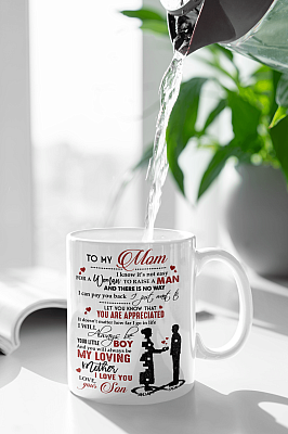Alternative view of To My Mom I Know It's Not Easy For A Woman To Raise A Man Coffee Mug - Travel Mug - Water Bottle