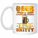 Beer Makes The World Less Shitty Ceramic Coffee Mug - Beer Stein - Water Bottle - Color Changing Mug