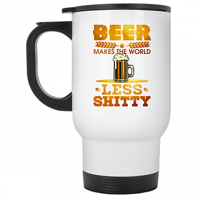 14 oz. White Travel Mug