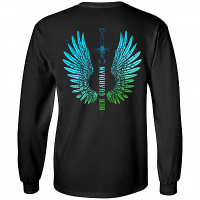 Her Guardian Print On Back Hoodie - Sweatshirt - Long Sleeve Shirt - Matching Shirt For Couples