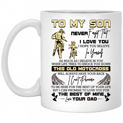 To My Son Never Forget That I Love You Motocross Ceramic Coffee Mug - Beer Stein - Water Bottle