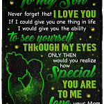 Firefly To My Son Never Forget That I Love You Love Your Mom Fleece Blanket - Sherpa Blanket - Woven Blanket
