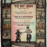 To My Son Never Forget That I Love You Old Motocross Dad Fleece Blanket - Premium Sherpa Blanket - Woven Blanket