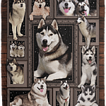Husky-Dog 3D - Husky-Dog Lovers Fleece Blanket - Premium Sherpa Blanket - Woven Blanket