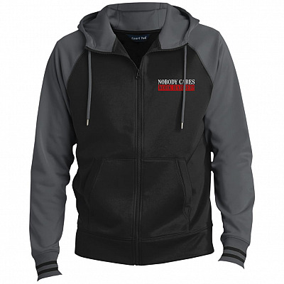 Nobody Cares Work Harder Motivational Fitness Workout Gym Premium Full-Zip Hooded Jacket-Fleece Letterman Jacket