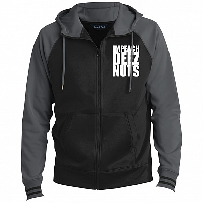 Impeach Deez-Nuts Trump Premium Full-Zip Hooded Jacket-Fleece Letterman Jacket