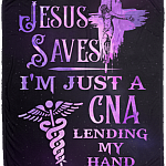 Jesus Saves I'm Just A CNA Lending My Hand Fleece Blanket - Premium Sherpa Blanket - Woven Blanket