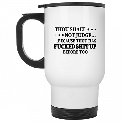 14 oz. White Travel Mug