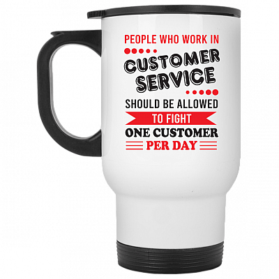 14 oz. White Travel Mug
