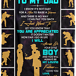 To My Dad Blanket - It's Not Easy For A Man To Raise A Veteran Boy Fleece Blanket - Sherpa Woven Blanket